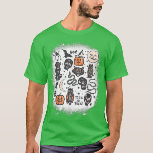 T-shirt Doodles d'Halloween blanchis, gomme de sorcière Ha