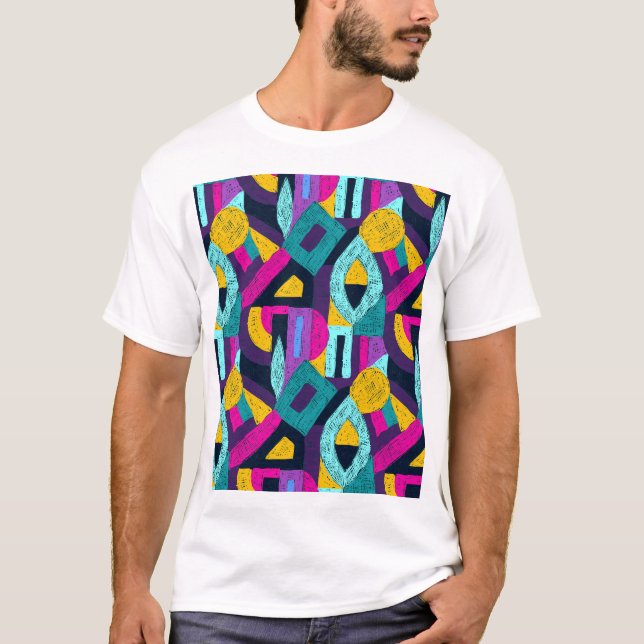 T-shirt Doodles rétro : pop art géométrique. (Devant)