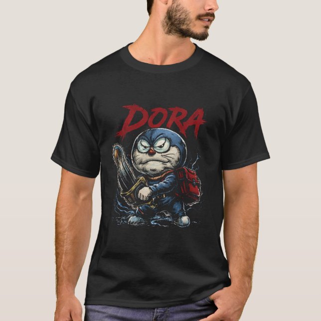 T-shirt Doraemon Fatality Dark Comic Fighting Game Art (Devant)