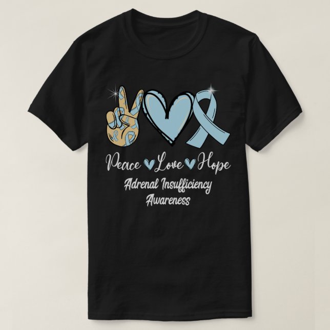 T-shirt Dorenal Insufficiency Peace Love Hope Light Blue R (Design devant)