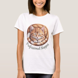 T-shirt Dormeuse Professionnelle Chat Orange Mignon Dorman