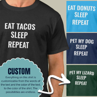 T-shirt Dormir de manger Répéter Hobby personnalisé Person