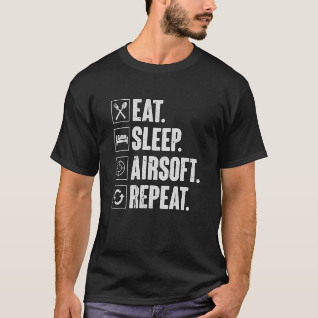 T-shirt Dormir Répétition Airsoft - Drôle Retro Air Soft S (Devant)