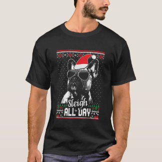 T-shirt Dormir toute la journée Drôle French Bulldog Noël