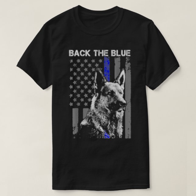 T-shirt Dos Bleu Bleu Léger Bleu Drapeau K9 Allemand Sheph (Design devant)