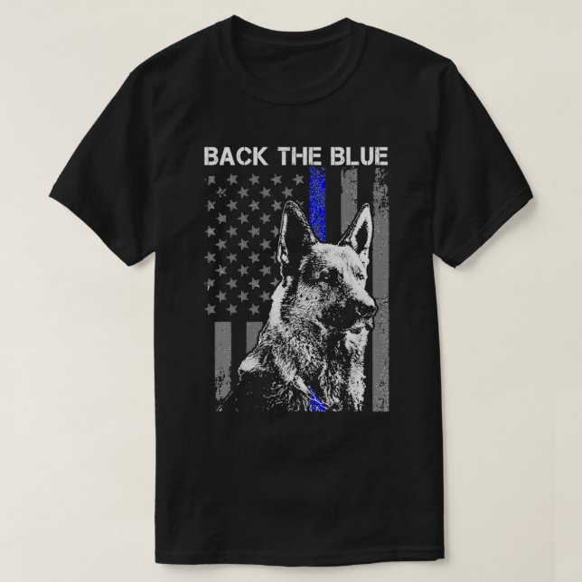 T-shirt Dos Bleu Bleu Léger Bleu Drapeau K9 Allemand Sheph (Design devant)