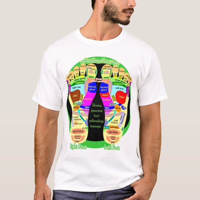 T-shirt dos de carte de pied de réflexothérapie : combat (Devant)