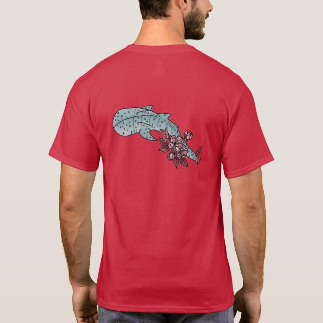 T-shirt Dos de requin de baleine de fleurs de cerisier (Dos)