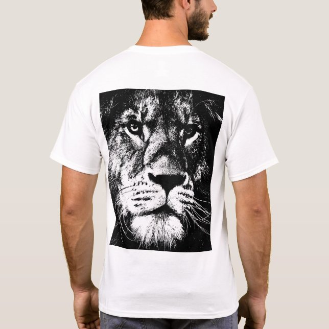 T-shirt Dos Design moderne Pop Art Lion Visage Modèles Men (Dos)