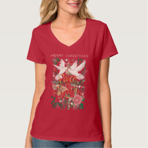 T-shirt Doses paix sur terre rouge floral