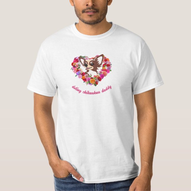 T-shirt dot chihuahua daddy coeur rose (Devant)