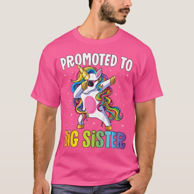 T-shirt Doted To Big Sister Girls Dabbing Unicorn (Devant)
