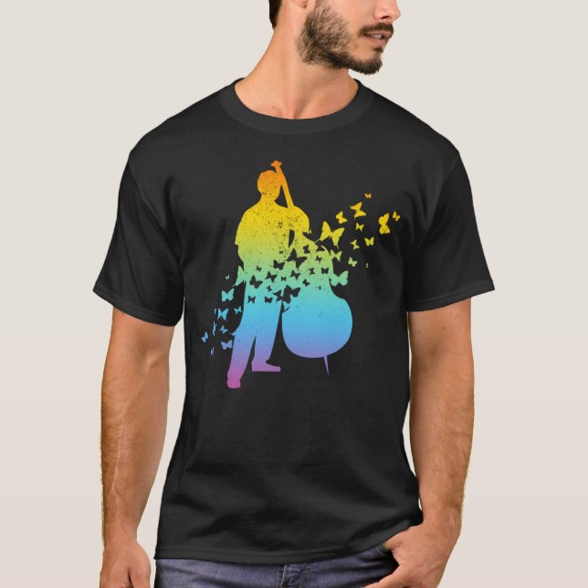 T-shirt Double Bass Player With Butterflies  Double Bass (Devant)