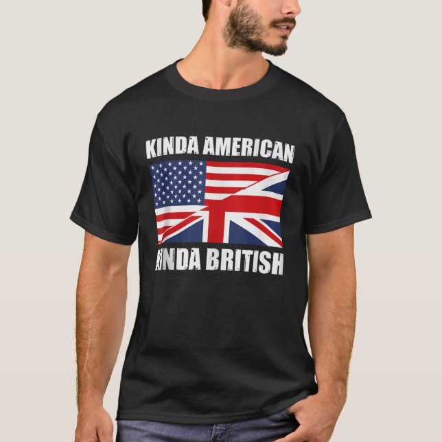 T-shirt Double citoyenneté Royaume-Uni USA Kinda American  (Devant)
