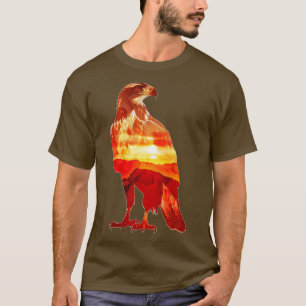 T-shirt Double exposition au coucher du soleil d'aigle