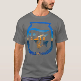 T-shirt Double exposition des poissons dans l'aquarium