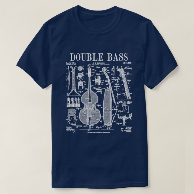 T-shirt Double Lecteur Basse Baid Instrument Musical Vint (Design devant)