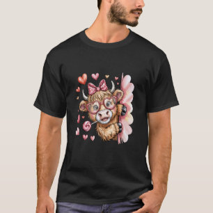 T-shirt Douce Veau de Highland Roseau Rose Coeur Sucette