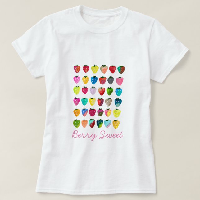 T-shirt Douceur fraise mignonne aquarelle de fruit mignon (Design devant)