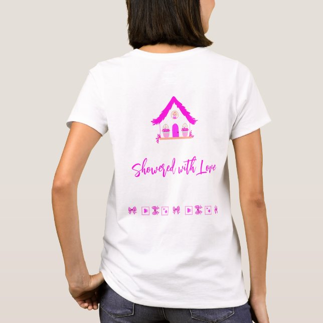T-shirt Douche avec Love baby shower maison rose (Dos)