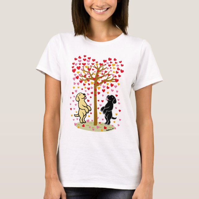 T-shirt Douche des Coeurs Labradors Jaune et Noir (Devant)