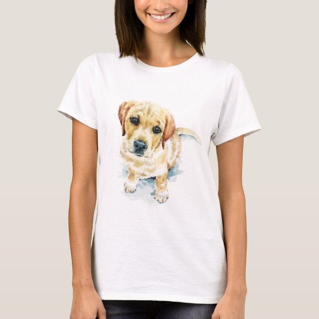 T-shirt Dougie, le chiot doré Labrador Retriever. (Devant)