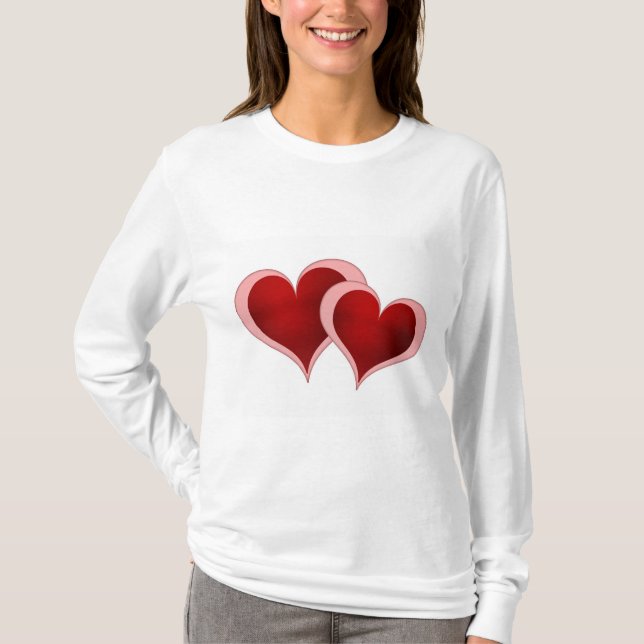 T-shirt Douille de dames de coeurs de Saint-Valentin (Devant)