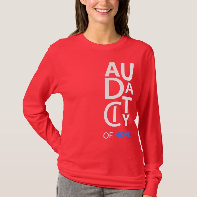 T-shirt Douille de dames de concepteur de "audace" longue (Devant)