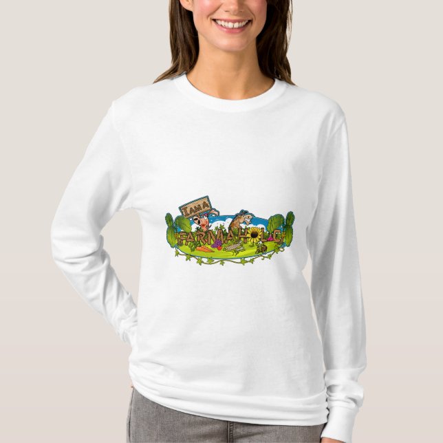 T-shirt Douille de dames Hoody de logo de Farmaholic (Devant)