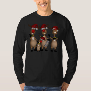 T-shirt Douille long de vacances de renne pour les hommes