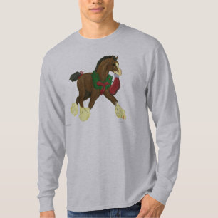 T-shirt Douille T de colt de cheval de Clydesdale de Noël