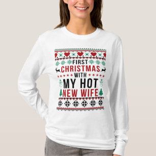 T-shirt Douleur moche   Premier Noël avec une nouvelle fem