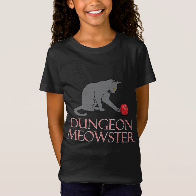 T-Shirt Doungeon Meowster Drôle RPG Chat avec dés (Devant)