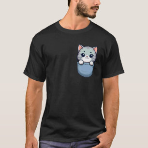 T-shirt Doux Chat Gris dans une Pochette pour Enfants, Gar