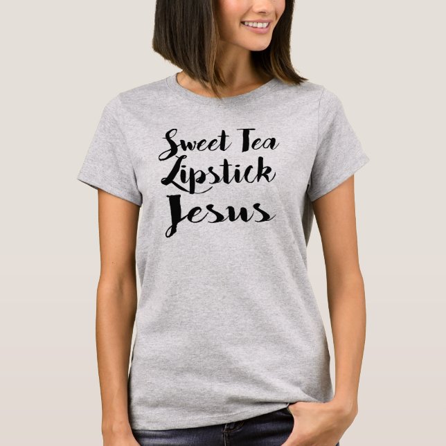 T-shirt doux de Jésus de rouge à lèvres de thé (Devant)
