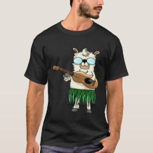 T-shirt Doux Lama Hawaï Ukulele Joueur de Guitare Hawaïen