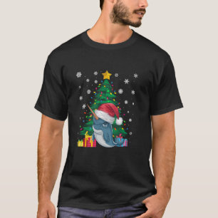 T-shirt Doux moche arbres de Noël lumières Narwhal Père No