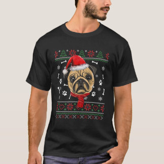 T-shirt Doux moche Carlin de Noël Chien Santa Hat Pajama X
