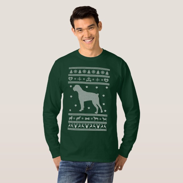 T-shirt Doux moche chien de boîte de Noël (Devant entier)