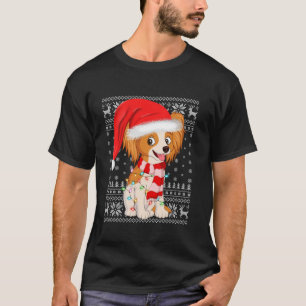 T-shirt Doux moche Lumières Noël Chapeau Papillon Chien Ch
