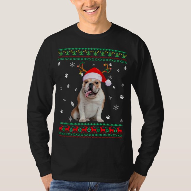 T-shirt Doux moche Noël anglais Chien Chien Père Noël R (Devant)