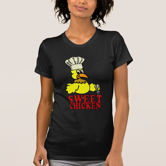 T-shirt doux noir de BBQ de poulet (Devant)