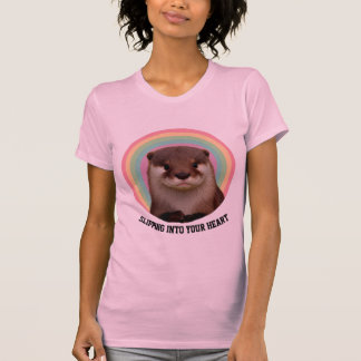 T-Shirt doux rose graphique cœur arc-en-ciel de lo