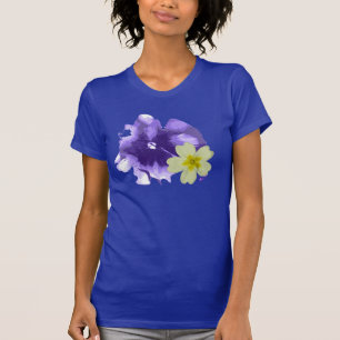 T-shirt doux violet et jaune Fleurs jersey fin