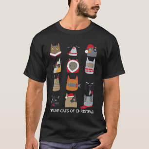 T-shirt Douze Chats de Noël Chat de Fêtes