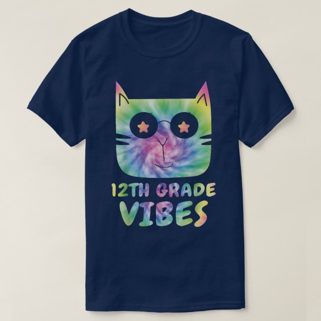 T-shirt Douzième 12e année Vibes mignonnes teinture Cat Ki (Design devant)
