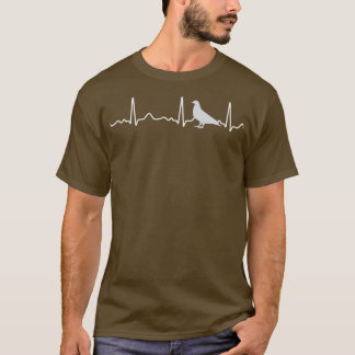 T-shirt Dove heart line heartbeat pulse EKG gray