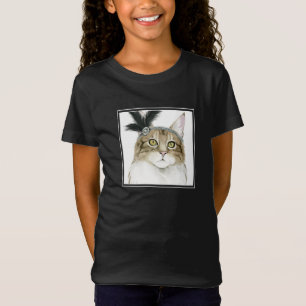 T-Shirt Downton Cat   Orné De Plumes