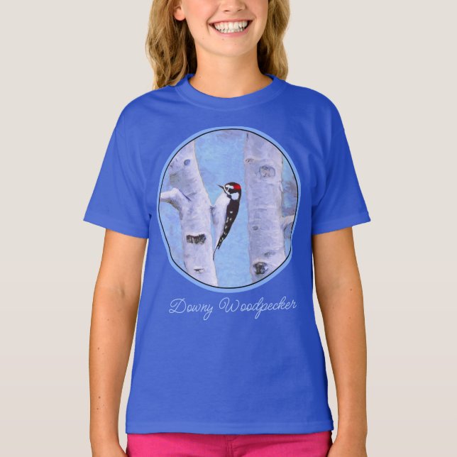 T-shirt Downy Woodpecker Painting (Devant)