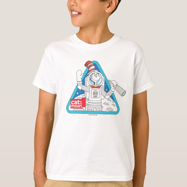 T-shirt Dr Seuss | Cat in the Moon Outer Space Graphic (Devant)